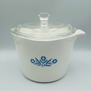 Vtg Corning Ware Blue Cornflower P-55-B 4 Cup 1 Quart Sauce Pan Measuring w/Lid